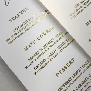 Menú de Cena de Boda Personalizado con Caligrafía en Lámina Dorada Elegante para <span class=keywords><strong>Bodas</strong></span> y Recepciones - Product Image 4