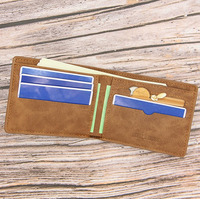 Dompet koin kulit PU Bisnis Murah Logo kustom dompet pria muda buram Vintage