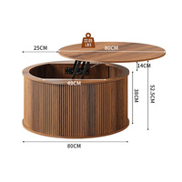 Table basse en bois haut de gamme avec plateau relevable et bord ondulé, idéale pour le salon, en promotion directe usine à l'étranger