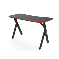 Bureau de jeu en forme de Y avec structure métallique et plateau en bois, porte-gobelet pour l'e-sport