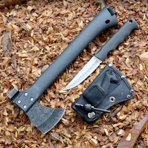 Hache multifonctionnelle en acier inoxydable, hache de camping, hache à main incurvée en acier à haute teneur en carbone, couteau tactique de survie tranchant - Product Image 1