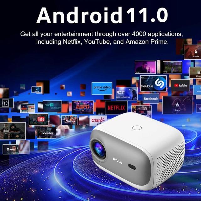 Smart Laser Projector 1080p HY700 4K Android BT Wi-Fi Short Throw CRT LED for Outdoor Home Theater Conference