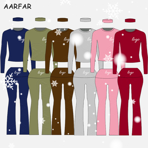 Ensembles de vêtements de <span class=keywords><strong>sport</strong></span> pour femmes à manches longues personnalisés, col rond, élasticité, taille haute, trou pour les doigts, ensembles de <span class=keywords><strong>sport</strong></span> surdimensionnés pour femmes - Product Image 2