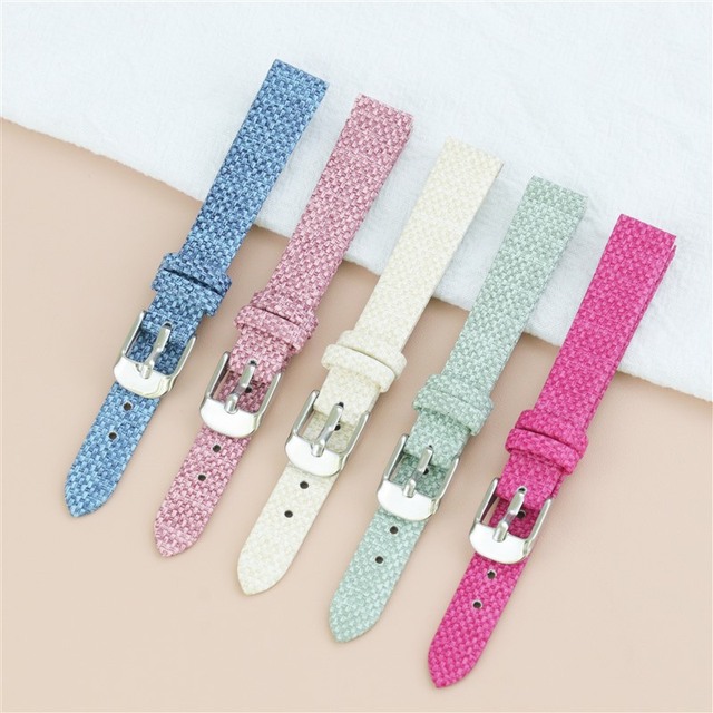 Nylon Canvas Soft Slim Leather Watch Strap for Women and Men Colorful Macarone Denim Watchband Accessories Bracelet Top Quality