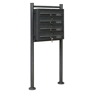 Système de boîtes <span class=keywords><strong>aux</strong></span> <span class=keywords><strong>lettres</strong></span> autoportantes au <span class=keywords><strong>design</strong></span> moderne avec 4 boîtes <span class=keywords><strong>aux</strong></span> <span class=keywords><strong>lettres</strong></span> et boîtes <span class=keywords><strong>aux</strong></span> <span class=keywords><strong>lettres</strong></span> communes thermolaquées - Product Image 1