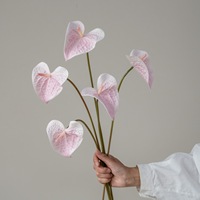 EVA Real Touch 3D handgemaakte kunstmatige Anthurium bloemen met rode roze enkele steel voor bruiloft, huis, feest, afstuderen decoratie