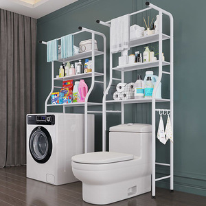 Étagère multifonctionnelle pour toilettes en acier inoxydable, armoire de rangement multi-niveaux sur pied pour machine à laver - Product Image 2