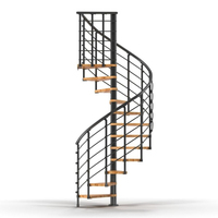Escalier d'hôtel en acier et bois, design contemporain en métal, escalier droit intérieur, colonne centrale