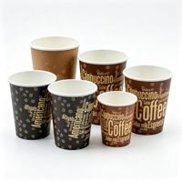 Gobelets en papier kraft biodégradables à paroi simple, de qualité alimentaire, avec logo personnalisé, pour usage familial et en supermarché