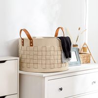 Panier de rangement en feutre beige écologique, design le plus récent, panier tissé à la main pour les couvertures, panier de rangement pour le salon