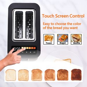 Torradeira elétrica comercial de 2 dígitos com LED pop-up para cozinha, painel de toque inteligente preto, torradeira para pão e pão