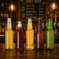Botol Bir Kaca Tutup Mahkota Silinder 650ml Transparan Cetak Sablon Warna Kustom untuk Brandy Whisky Soda Bar