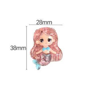 Breloque en résine Iabubu Kawaii sirène HK, motif dessin animé peint à la main, à dos plat, avec paillettes, pour coque de téléphone portable et fabrication de bijoux, vente en gros - Product Image 3
