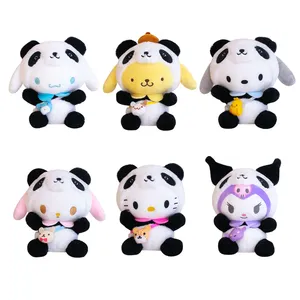 Sanrios Mijn Melodie Kuromi Hello Kt Pluche Transformeren In Panda Kussen Pluche 8 Inch Plushies Klauw Machine Arcade Pluche Speelgoed Pop