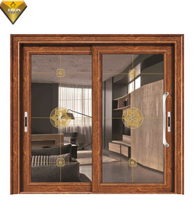 aluminio de pivote de la puerta de vidrio templado puertas correderas de la puerta de aluminio con tres pistas <span class=keywords><strong>y</strong></span> metal de mash - Product Image 3