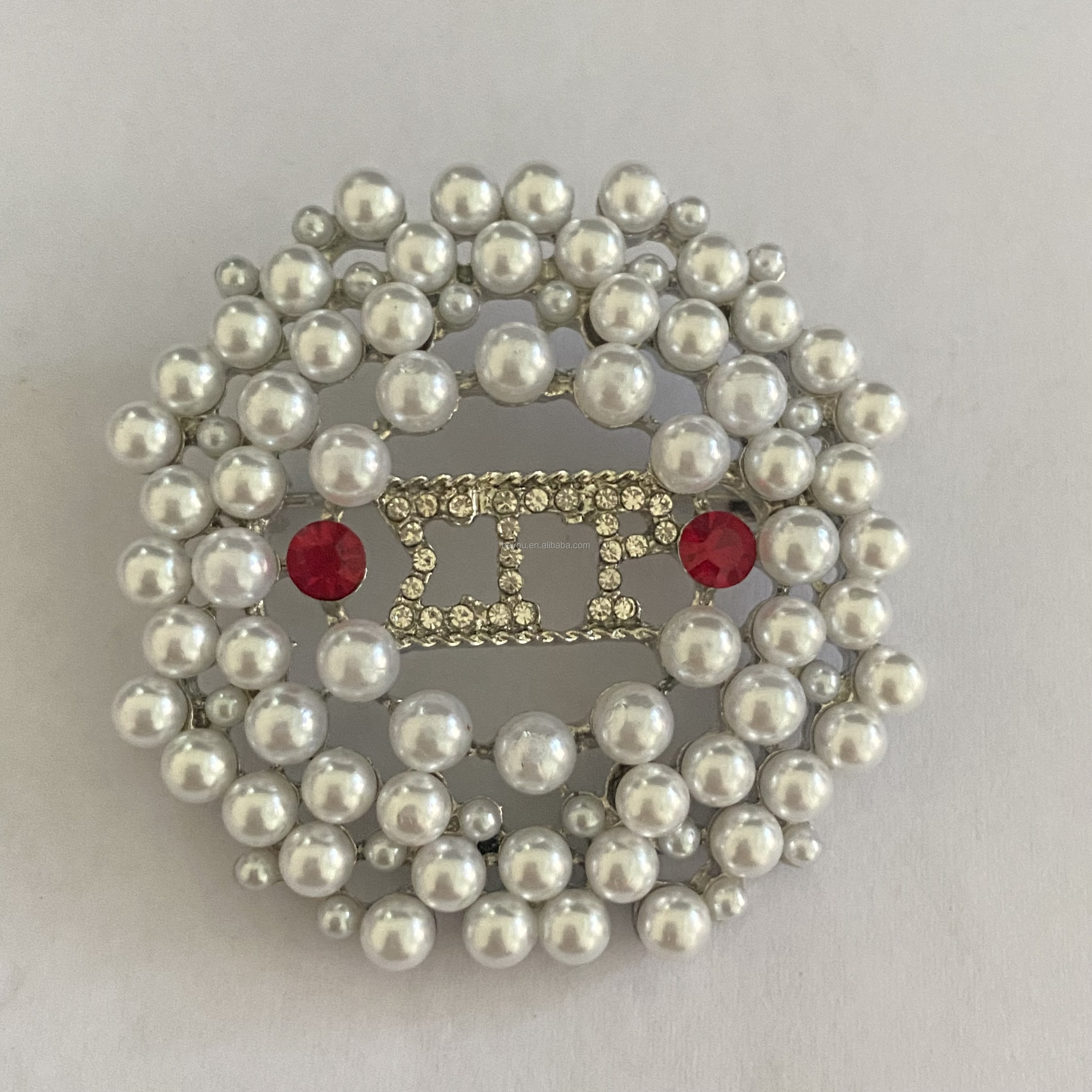 Sigma Gamma Rho Sorority Brooch Pin - 1922 SGR Pearl Rhinestone Pin For Sorority Sisters - View #4
