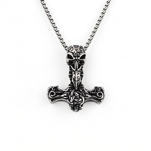Collar con Colgante de Cuervo y Martillo de Thor en Acero Inoxidable, Estilo Punk, Hip Hop, Vintage - Product Image 2