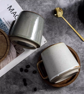 Juego de Tazas de Té de Estilo Vintage con Esmalte Reactivo, <span class=keywords><strong>Taza</strong></span> de Café de Gres Económica, <span class=keywords><strong>Taza</strong></span> de Cerámica con Bandeja de Madera - Product Image 4