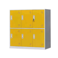 Mini-casier de rangement en métal pour étudiants, en acier bleu, avec 6 portes