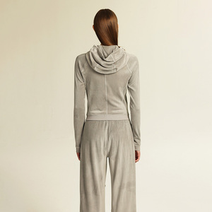 Set di tuta da donna <span class=keywords><strong>in</strong></span> <span class=keywords><strong>velluto</strong></span> di <span class=keywords><strong>velluto</strong></span> con cappuccio <span class=keywords><strong>in</strong></span> alto a maniche lunghe da salotto con comoda felpa <span class=keywords><strong>in</strong></span> <span class=keywords><strong>velluto</strong></span> e pantaloni - Product Image 4