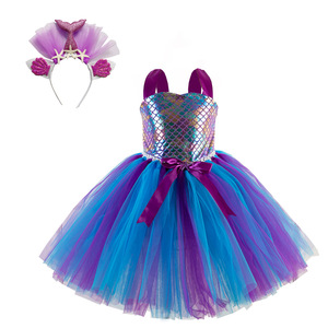 Abito da Sirena per Bambine, Costume in Tulle per Halloween e Natale, Stile Europeo e Americano - Product Image 5