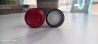 Pot en verre vide de luxe 30g, forme taille de poitrine, rouge bordeaux, pour crème, avec couvercle doré, pour crème hydratante visage