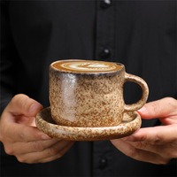Ensemble tasse et soucoupe en porcelaine vintage MSH 180 ml, écologique, style campagnard, personnalisable, pour espresso à la maison, thé de l'après-midi