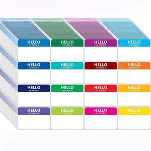 Etiquetas de nombre de plástico coloridas, soportes para tarjetas de identificación con la frase 'Hola, mi nombre es', para escuela, oficina, reuniones, paquete a granel - Product Image 1
