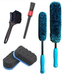 6 pz Kit professionale per la pulizia delle ruote per auto, spazzola per pneumatici, spazzola per cerchi in lana morbida da 2 pz - Product Image 1