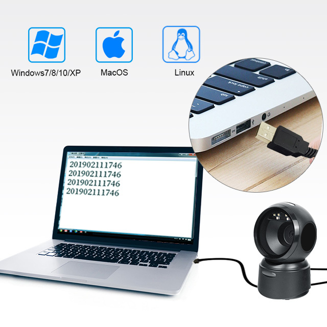 Ready to Ship High Quality Desktop Omnidirectional 1D 2D Barcode Scanner Automatic Flatbed QR Code Scanner