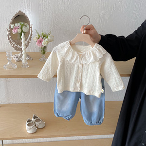 Angou, venta al por mayor, camisa informal suave para niña bebé con cuello redondo, cuello sólido, <span class=keywords><strong>de</strong></span> estilo occidental Camisa <span class=keywords><strong>de</strong></span> algodón, diseños <span class=keywords><strong>de</strong></span> blusa superior para niños - Product Image 5