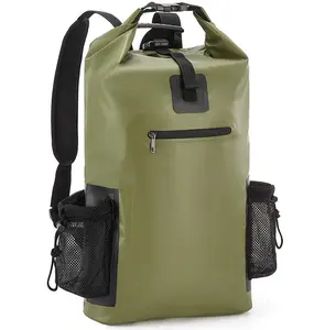 Bolsa seca flotante de 30L, mochila ligera, bolsa seca impermeable, mochila con bolsillo lateral para botella de agua