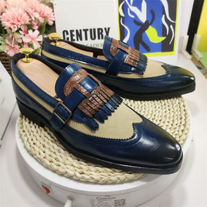 sachin and babi light blue dress Handmade Navy Blue Double Buckle Dress Shoes, Men Blue Monk Formal Shoes US 8.5 / Navy Blue / D