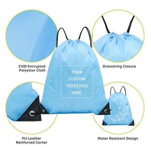 Sac à dos à cordon personnalisé avec logo, multicolore, imperméable, en polyester recyclé, pour le rangement, les voyages et les activités sportives - Product Image 4