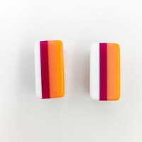 Jeu de Mahjong Américain de Luxe en Acrylique Blanc, Tuiles Personnalisées à Rayures Orange et Violettes avec Motif Chien Staffordshire et Pot à Gingembre, Jeu de Société, Cadeau