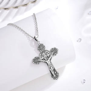 Merryshine St. Beneditto croce collana ciondolo croce 925 argento Sterling gioielli religiosi oro <span class=keywords><strong>protezione</strong></span> <span class=keywords><strong>simbolo</strong></span> cattolico - Product Image 2