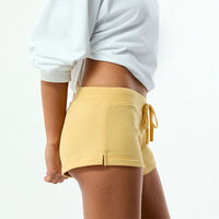 Shorts de course personnalisés en gros pour femmes, avec cordon de serrage, en coton uni, style boxer