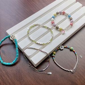 Dylam Fashion Vocation 925 Sterling Silver Fine Jewelry Beaded <b>Rainbow</b> Daisy Natural Stone Women <b>Bracelet</b> Necklaces - Product Image 3