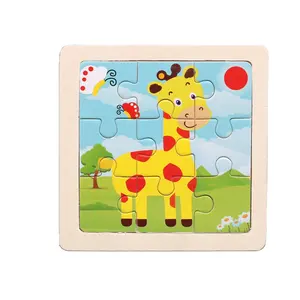 Offre Spéciale premiers enfants apprenant 9PC en bois Montessori éducatif Animal Jigsaw Puzzle jeu jouet pour les tout-petits