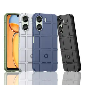 For Redmi 13C Armor Rugged Hard Shield Silicone Phone Case Design Shield Line-up Mobile Phone Cover