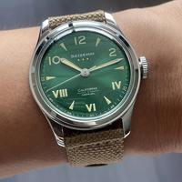 Montre de pilote classique rétro pour homme, style WWII, mécanique à remontage manuel, lumineuse, verre saphir, 50 bars, acier inoxydable