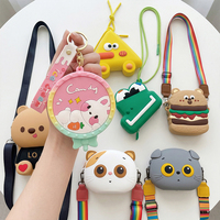 Porte-monnaie en silicone motif chat aux grands yeux avec logo personnalisé, sac bandoulière pour enfants motif citron, porte-clés, sac de rangement pour écouteurs et cartes