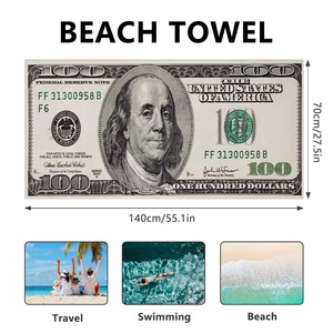 Serviette de plage et de bain extra large en microfibre, imprimée sur mesure avec le symbole du dollar américain - Product Image 4