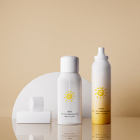 Vente en gros de flacons pulvérisateurs cylindriques en PET de 150 ml avec pulvérisateur à fine brume pour la crème solaire et la brume bronzante