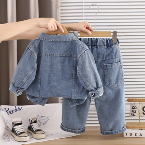 Set di Abbigliamento per Ragazze: <span class=keywords><strong>Giacca</strong></span> di Jeans Blu con Fiocchi, <span class=keywords><strong>Camicia</strong></span> Bianca a Maniche Lunghe + Jeans, Set Cargo 3 Pezzi Nero - Product Image 5