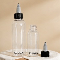 Flacon vide transparent personnalisé pour huile de croissance capillaire, emballage en plastique esthétique à presser pour huile capillaire avec étiquette personnalisée