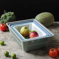 Nestbare afwasbakset, vierkante plastic vergiet, BPA-vrij, voor het wassen van fruit en groenten, keukenkraan organizer, stapelbaar