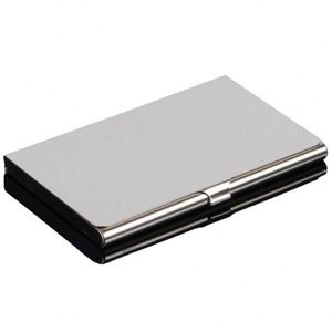 Silver Color <b>Metal</b> Luxury Stainless Steel Small Business Id Card Holder Case for Man - Product Image 1
