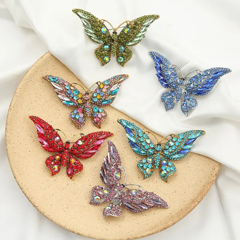 Butterfly Brooch Accessories Alloy With Diamond Pins Ladies Dress Corsage Animal Insect Silk Scarf Buckle Jewelry