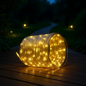หลอดไฟ LED พลังงานแสงอาทิตย์ 12 เมตร สีเหลือง ไฟประดับกันน้ำสำหรับภายนอกอาคาร - Product Image 3